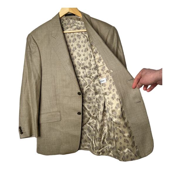 Calvin Klein Men's 40R Wool Silk Blazer 2 Button Jacket Tan Khaki Sportcoat EUC! - Picture 2 of 8